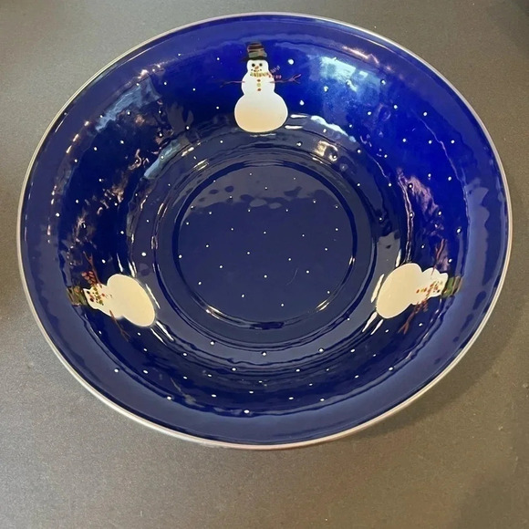 Golden Rabbit II Snowman Denise S. Harvey Blue Enamelware Lot Of (8) Eight - Picture 2 of 8